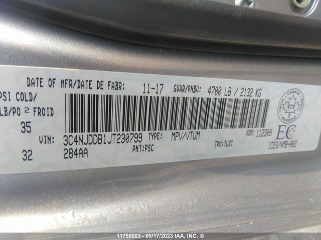 3C4NJDDB1JT230799 Jeep Compass Trailhawk