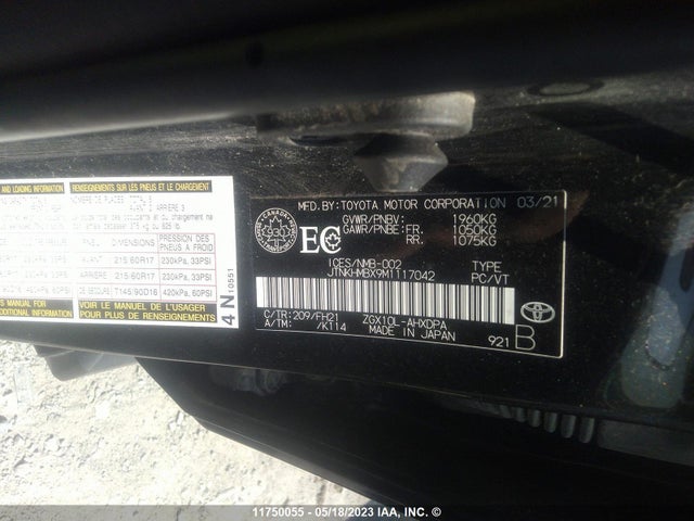 Продаж на аукціоні авто 2021 Toyota C-hr Xle/le/night Shade/limite, vin: JTNKHMBX9M1117042, номер лоту: 11750055