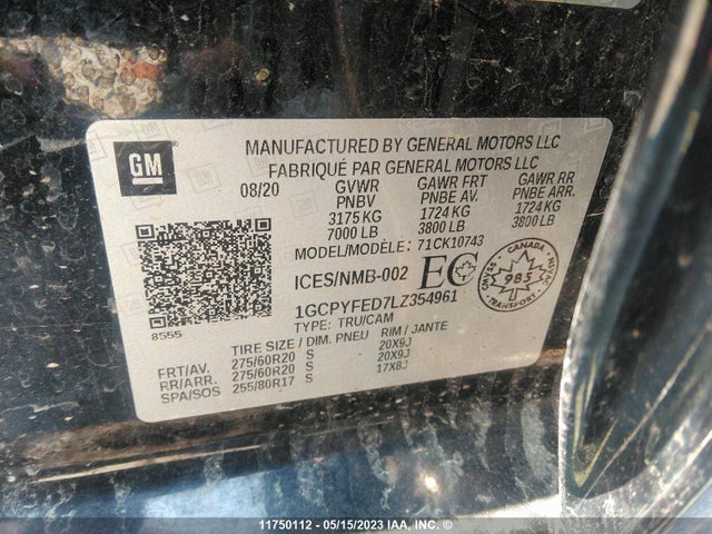 Chevrolet Silverado 1500 Lt Trail Boss 2020 1GCPYFED7LZ354961 Image 9