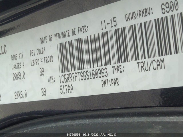 1C6RR7PT6GS160363 RAM 1500 Longhorn