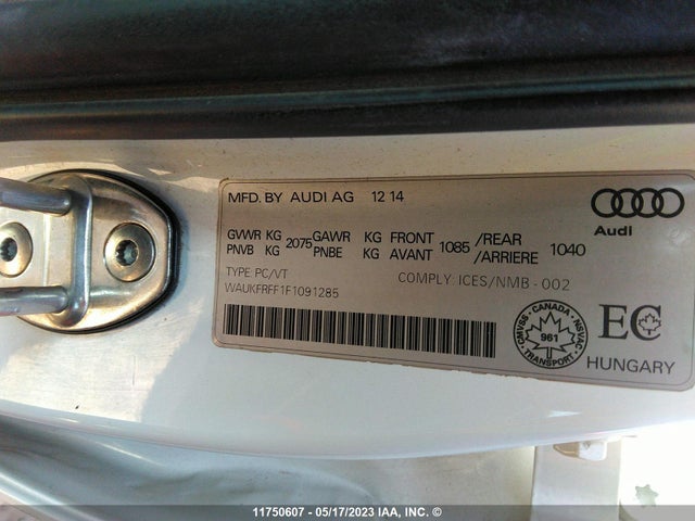WAUKFRFF1F1091285 Audi A3 2.0t Technik
