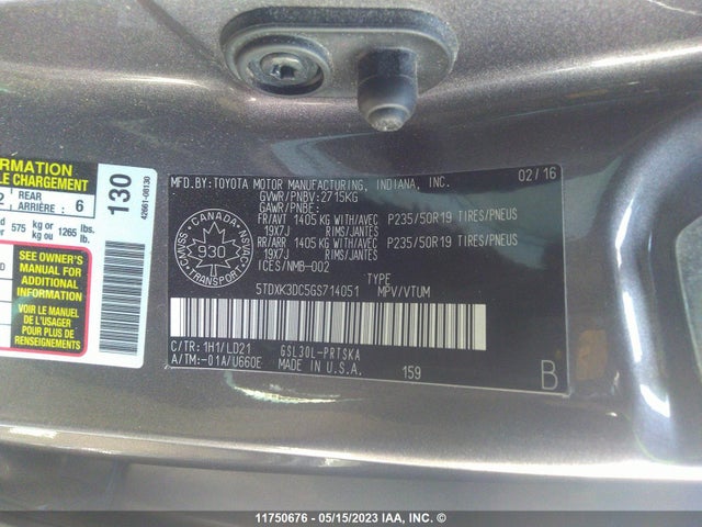 Toyota SIENNA SE 2016 5TDXK3DC5GS714051 Image 11