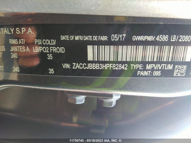 ZACCJBBB3HPF62842 Jeep Renegade Latitude
