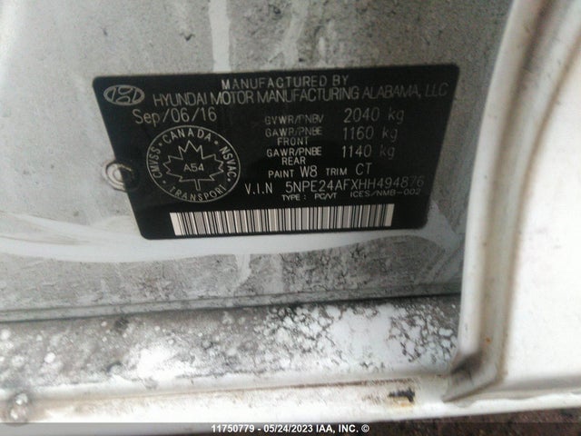 Hyundai SONATA SE 2017 5NPE24AFXHH494876 Image 10