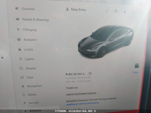 Tesla Model 3 Long Range 2021 5YJ3E1EB9MF089878 Image 7