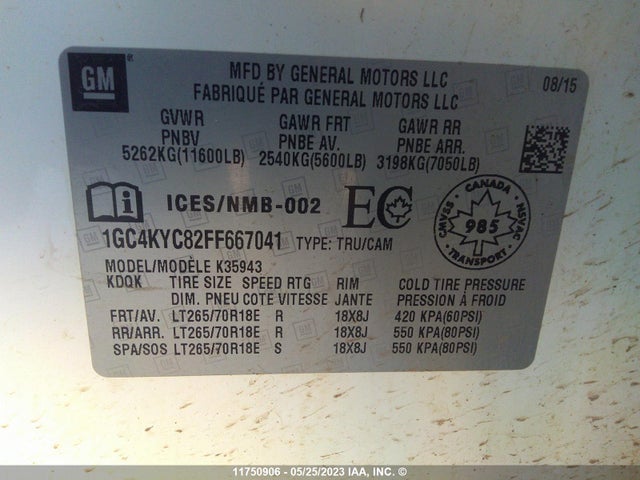Chevrolet Silverado 3500hd Wt 2015 1GC4KYC82FF667041 Image 9