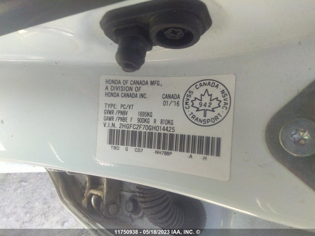 Honda CIVIC EX 2016 2HGFC2F70GH014425 Image 9