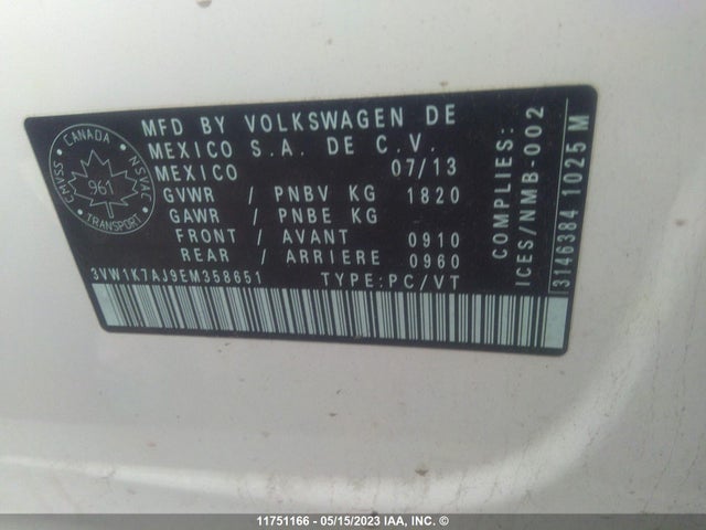 Volkswagen JETTA S 2014 3VW1K7AJ9EM358651 Image 10