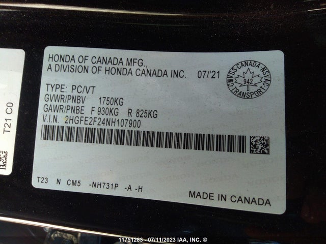 Honda Civic Sedan Lx 2022 2HGFE2F24NH107900 Image 10