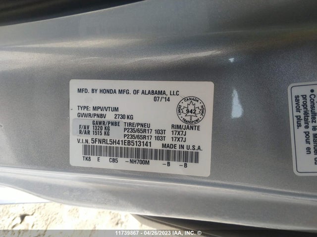 Honda ODYSSEY EX 2014 5FNRL5H41EB513141 Image 9