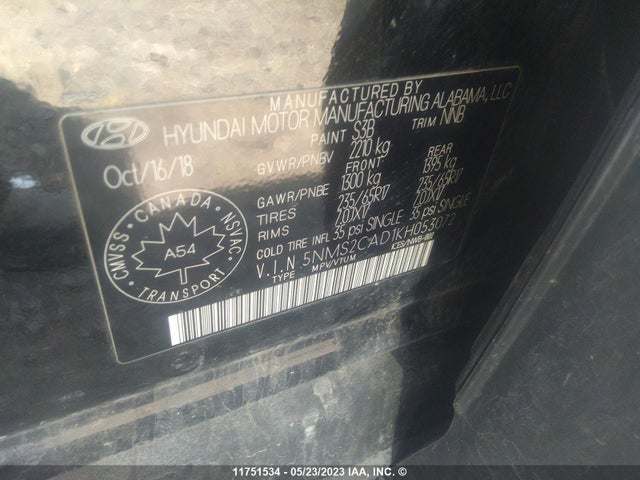 Hyundai Santa Fe Se 2019 5NMS2CAD1KH053072 Image 11