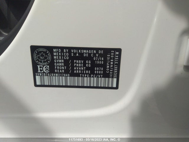 Volkswagen JETTA S 2017 3VW2B7AJ8HM217840 Image 9