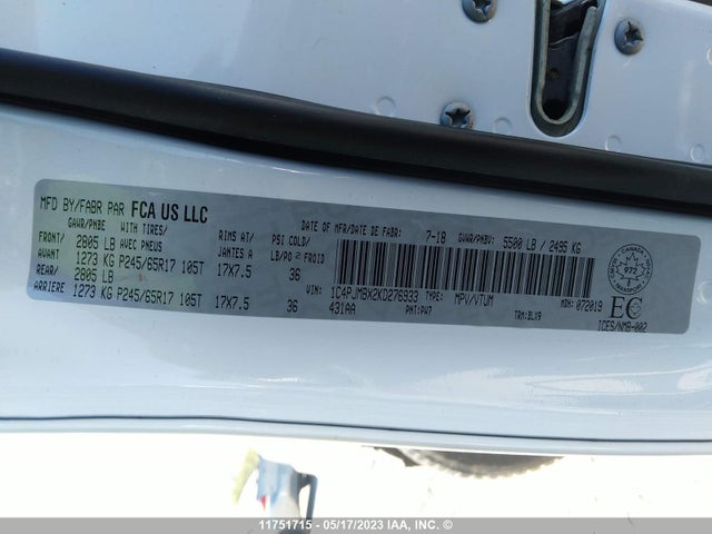 1C4PJMBX2KD276933 Jeep Cherokee Trailhawk Elite