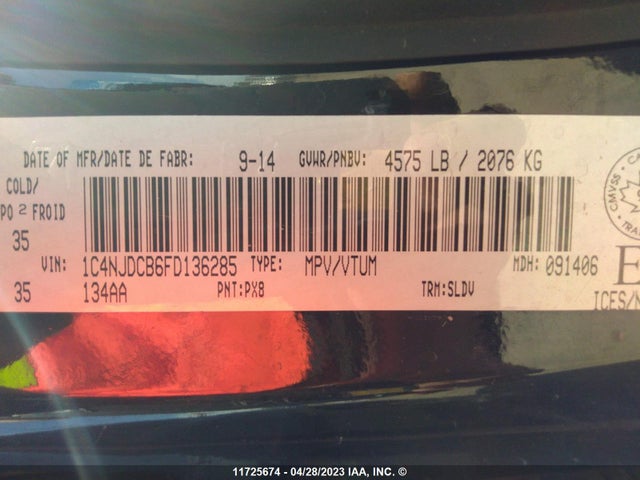 1C4NJDCB6FD136285 Jeep Compass Limited