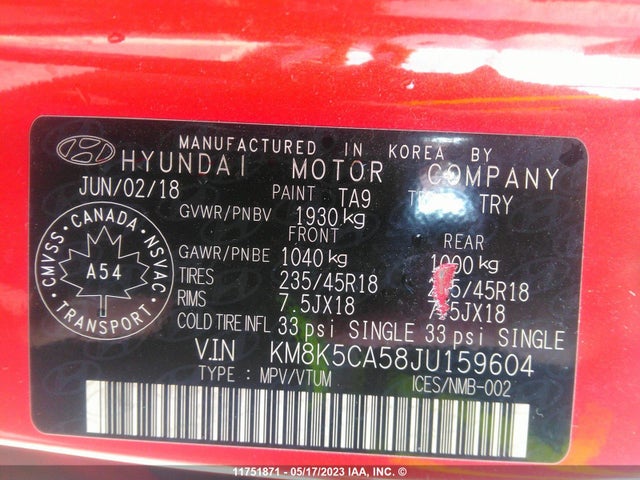 Hyundai Kona Ultimate 2018 KM8K5CA58JU159604 Image 9
