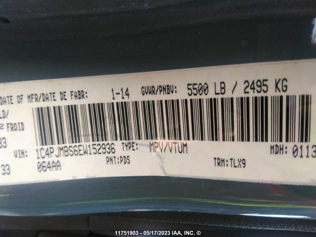 1C4PJMBS6EW152936 Jeep Cherokee Trailhawk
