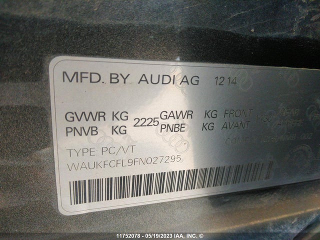 WAUKFCFL9FN027295 Audi A4 Prestige