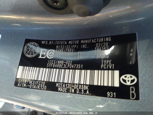 Toyota Corolla Se/xse 2020 5YFB4RBE3LP047351 Image 10
