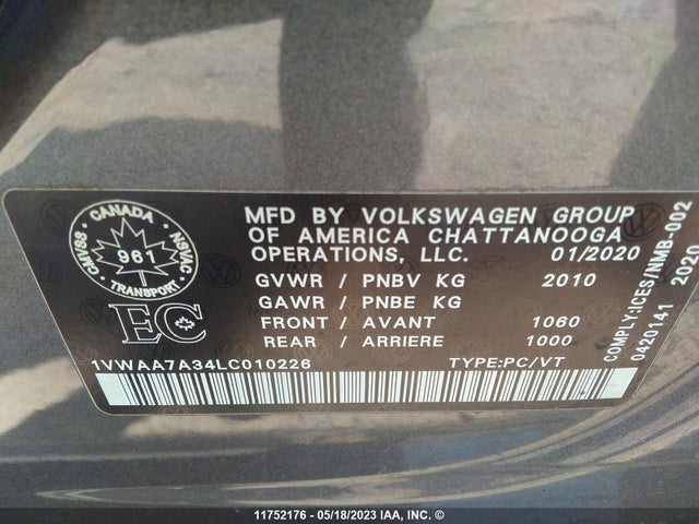 Volkswagen Passat Comfortline 2020 1VWAA7A34LC010226 Image 9