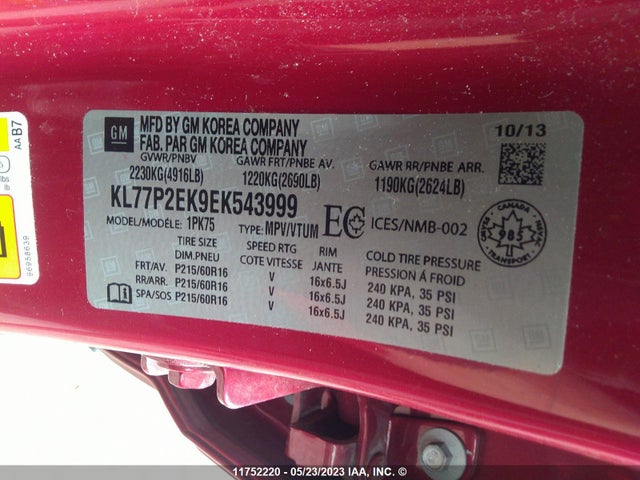 Chevrolet Orlando Lt 2014 KL77P2EK9EK543999 Image 9