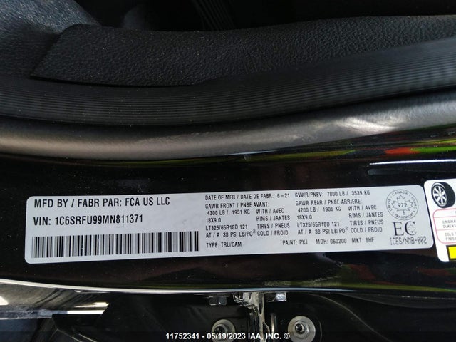 1C6SRFU99MN811371 RAM 1500 Trx