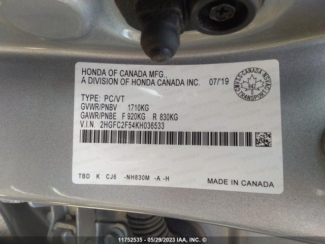 Honda Civic Sedan Lx 2019 2HGFC2F54KH036533 Image 9