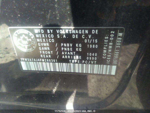 3VW3A7AJ4FM288361 Volkswagen JETTA TDI