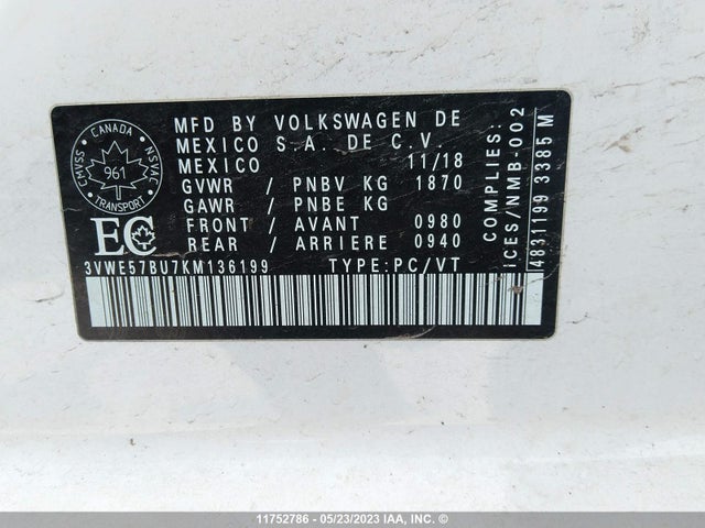 Volkswagen JETTA SEL 2019 3VWE57BU7KM136199 Image 9