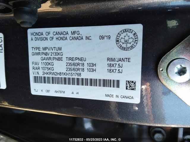 Honda Cr-v Ex-l 2019 2HKRW2H81KH151768 Image 11