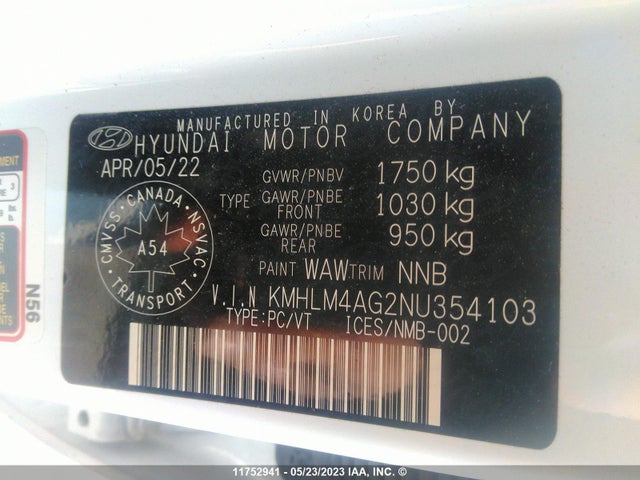 Hyundai ELANTRA SEL 2022 KMHLM4AG2NU354103 Image 11