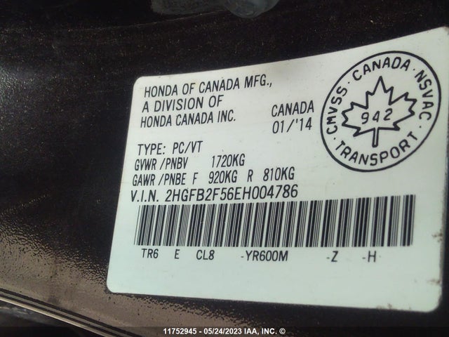 Honda Civic Sedan Ex 2014 2HGFB2F56EH004786 Image 9