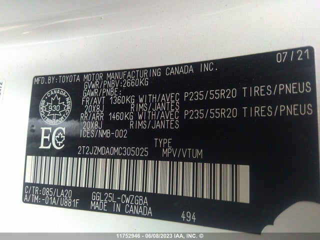 2T2JZMDA0MC305025 Lexus Rx Rx 350