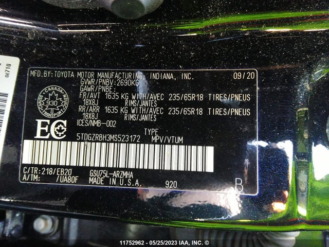 Toyota Highlander Xle 2021 5TDGZRBH3MS523172 Image 11