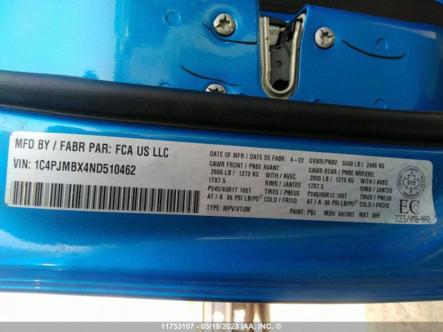 1C4PJMBX4ND510462 Jeep Cherokee Trailhawk