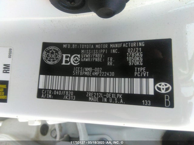 Toyota COROLLA LE 2021 5YFBPMBE4MP222430 Image 10