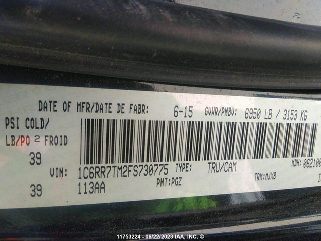 1C6RR7TM2FS730775 RAM 1500 Slt