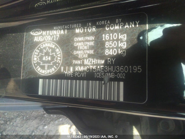 Hyundai ACCENT SE 2017 KMHCT5AE3HU360195 Image 9