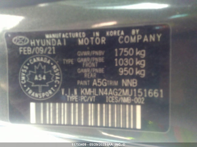 Hyundai ELANTRA SEL 2021 KMHLN4AG2MU151661 Image 10