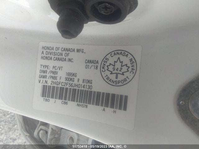 Honda Civic Lx 2018 2HGFC2F56JH014130 Image 11