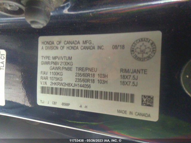 Honda CR-V EXL 2018 2HKRW2H8XJH144056 Image 9