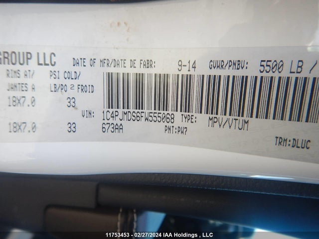 1C4PJMDS6FW555068 Jeep Cherokee Limited