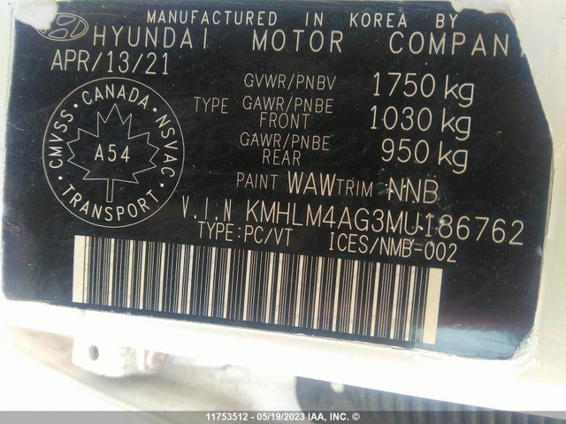Hyundai ELANTRA SEL 2021 KMHLM4AG3MU186762 Image 11