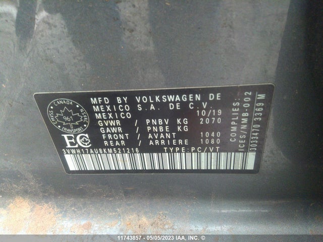 3VWH17AU8KM521216 Volkswagen Golf Alltrack S/se/sel
