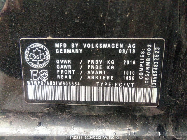 WVWPR7AU3LW903534 Volkswagen E-golf Comfortline