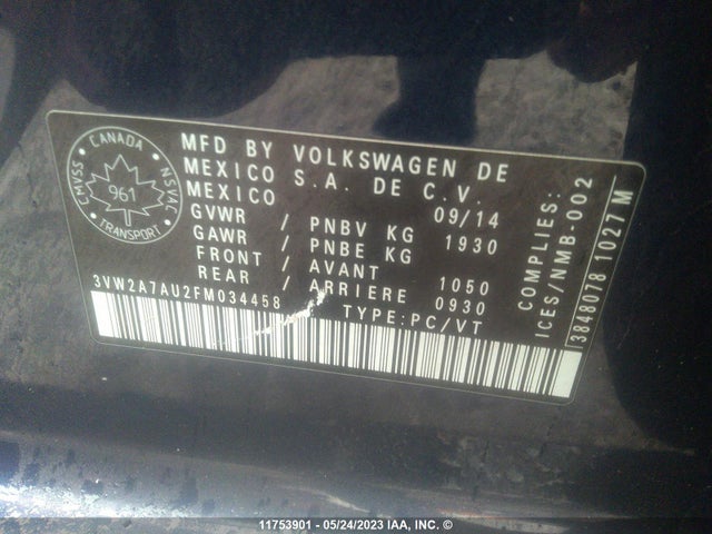 3VW2A7AU2FM034458 Volkswagen Golf Tdi