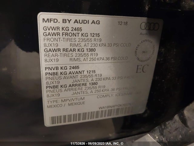 WA1BNAFY2K2037517 Audi Q5 Premium Plus