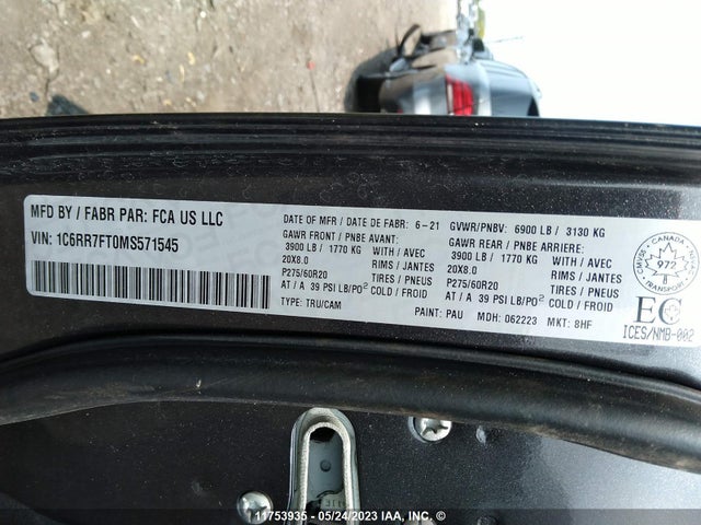 1C6RR7FT0MS571545 RAM 1500 Classic Tradesman