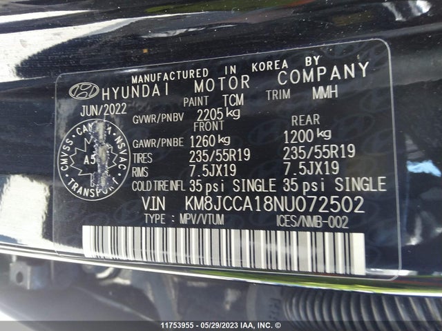 Hyundai Tucson Luxury 2022 KM8JCCA18NU072502 Image 9