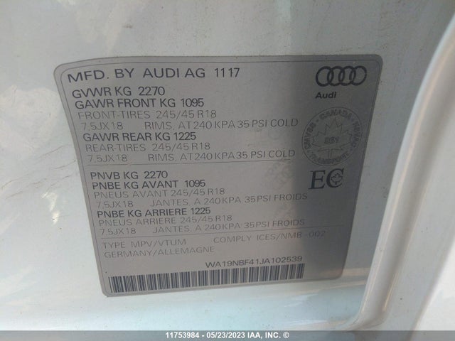WA19NBF41JA102539 Audi A4 Allroad Prestige