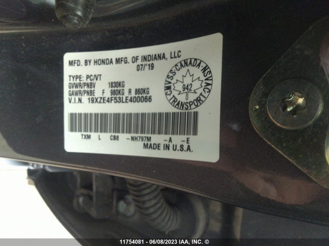 Honda INSIGHT EX 2020 19XZE4F53LE400066 Image 9